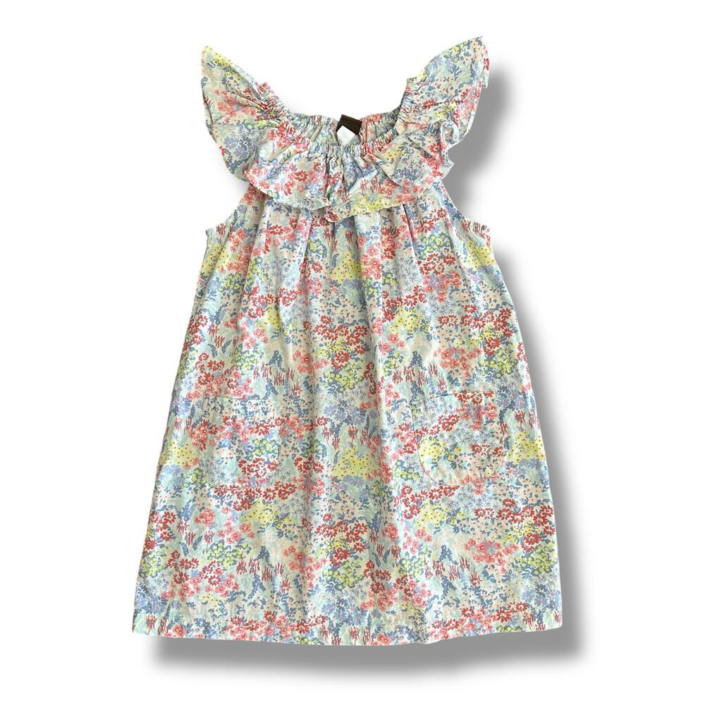 Tea Collection Girls Dress Size 4 Ruffle Sleeve Cotton Floral Sundress Summer‎